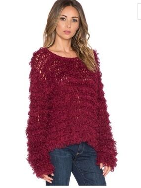 For Love and Lemons Knitz x Revolve Burgundy Joplin Sweater | XS